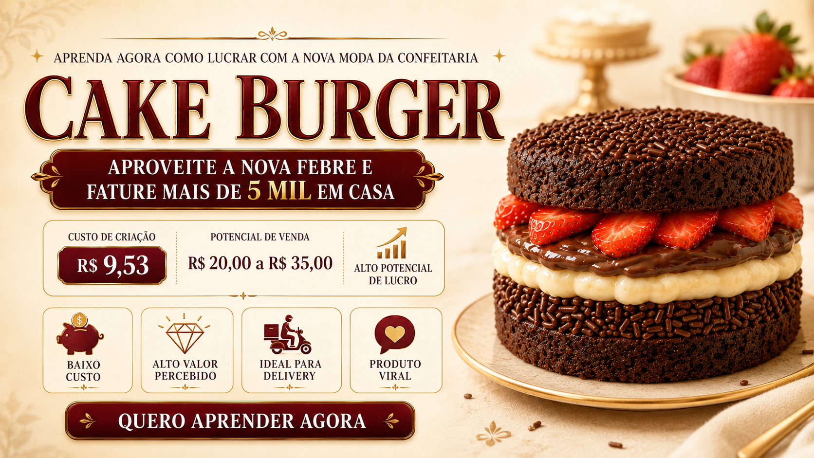 Cake Burger — Aprenda agora como lucrar com a nova moda da confeitaria